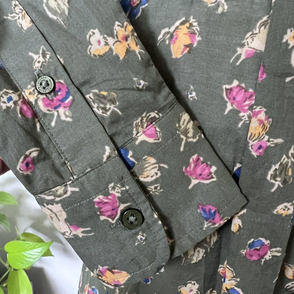 Lauren Ralph Lauren Button Up Top Womens Petite XS Floral Long Sleeve Cottage - Picture 6 of 7